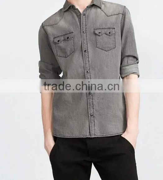 Denim shirt, men's short sleeve shirts