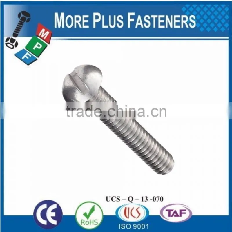 Made in Taiwan Aluminum Stainless Steel Zinc Plated Round Head Slotted Drive Machine Screw