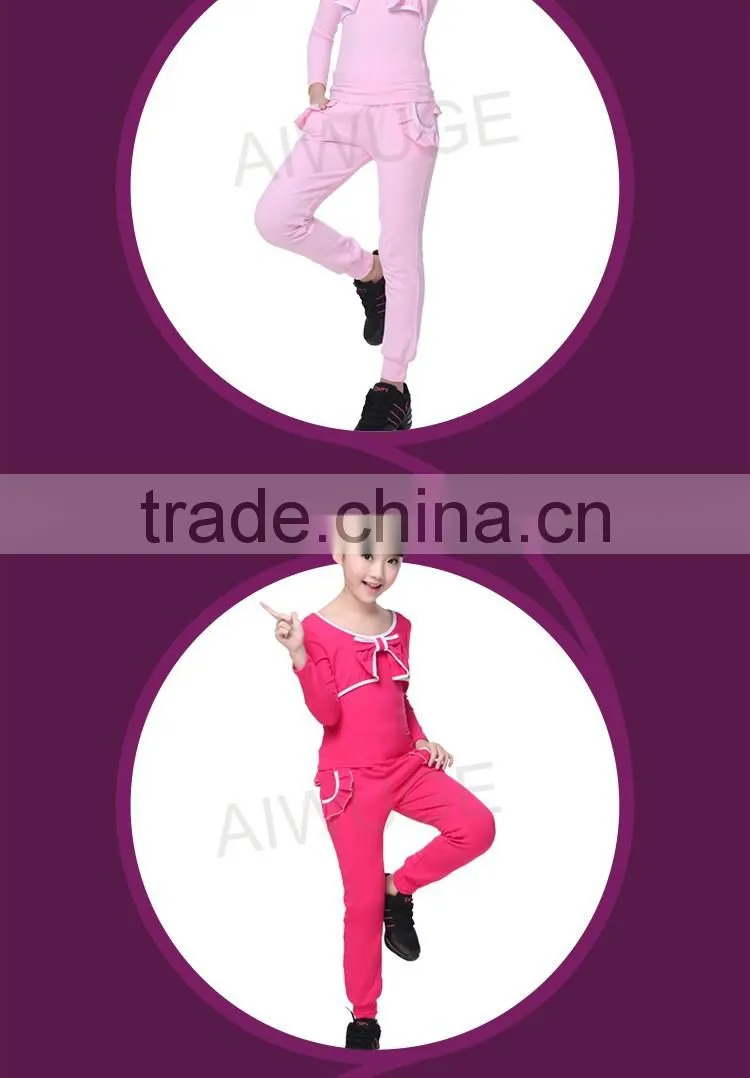 New Spring Autumn Girls Bowknot Long Sleeve Sweatshirt Hoodies & Pants Trendy Tracksuits Children Gymnastics/Sport Suits