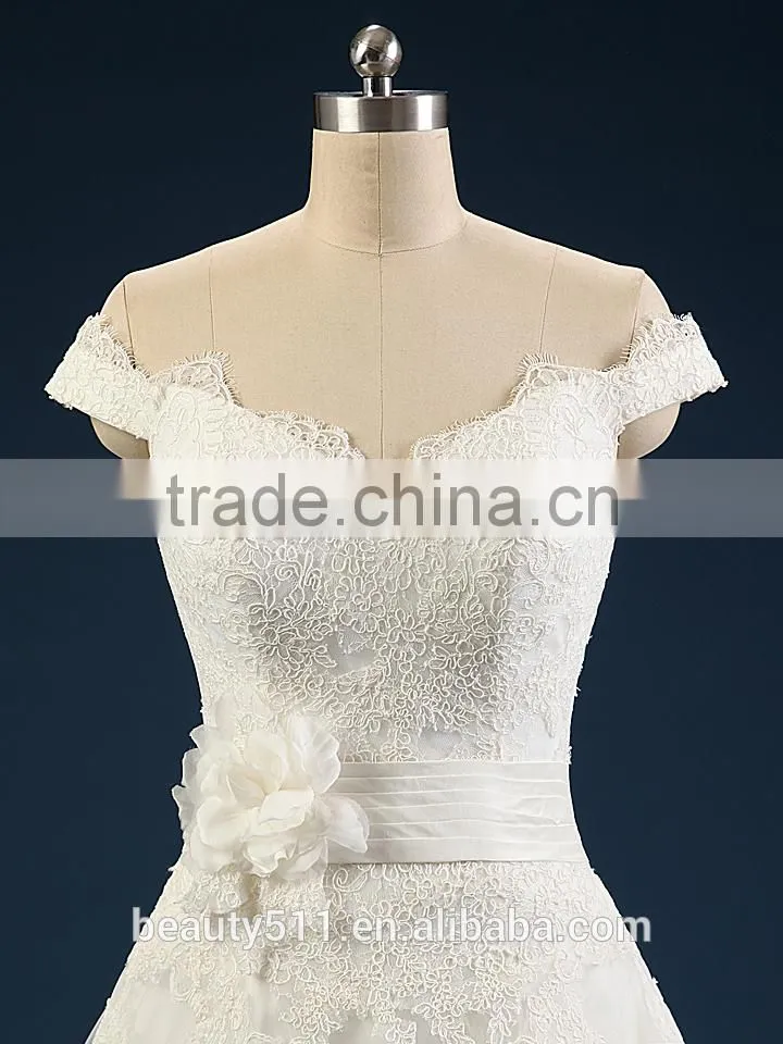Wholesale 2017 Wedding dress Elegant A-line Sweetheart Cap Sleeve Tulle with lace wedding gown bridal dresses F106