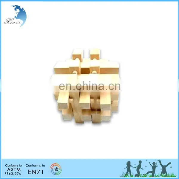 High quality 3d wooden intellectual cube puzzle for kids