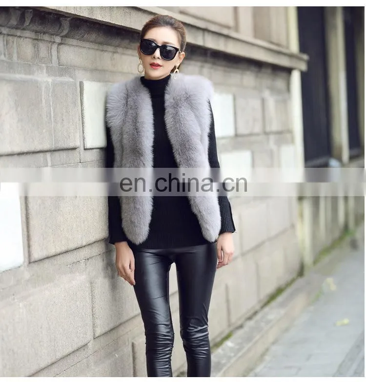 2014 Europe and America New Design Fox Fur Vest Fashion Women Fox Fur Vest