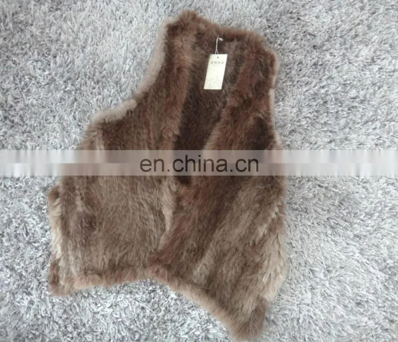 knitted real mink fur irregular vest for women
