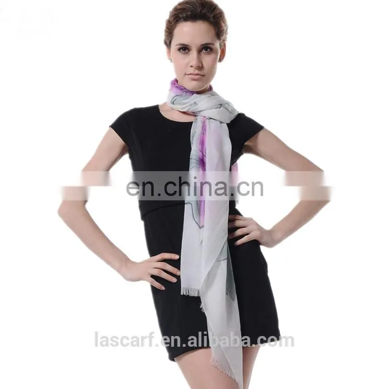 flower hand painted cashmere scarf