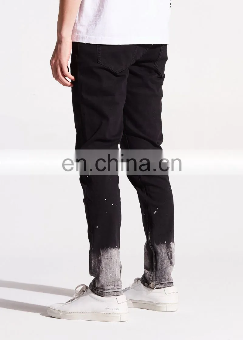 DiZNEW PAINT CUSTOM LOGO BLACK BULK MENS JEANS FOR MEN