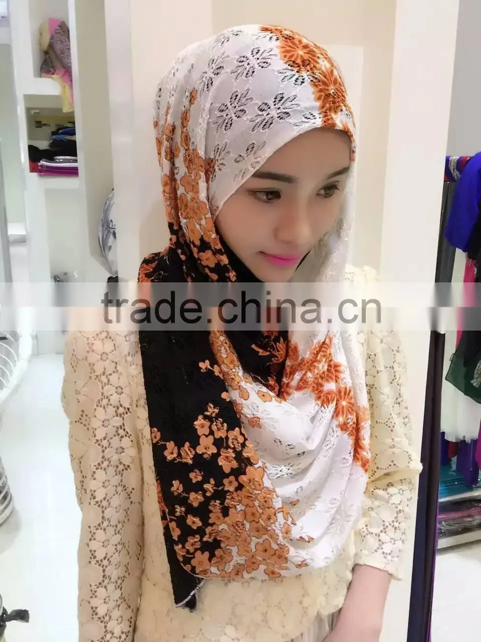 Colorful beautiful LACE gorgeous muslim long scarf
