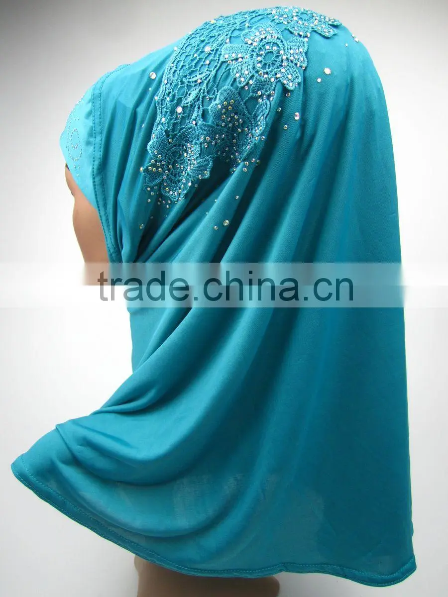 Latest design spring Applique MUSLIM HIJAB with 12colors islamic flower headscarf shawl