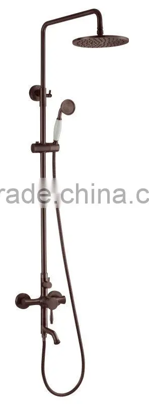 Antique Style Brass Body Zinc Alloy Dual Handles Wall Mounted Bronze Bathroom Rain Shower Set