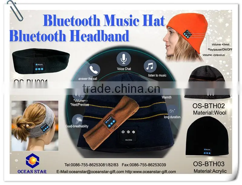 Handmade custom embroidered sweatbands sports bluetooth headband