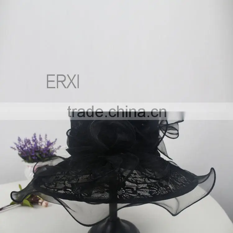 Newest Style Women Church/party/Races Big Sinamay Hat With Lace