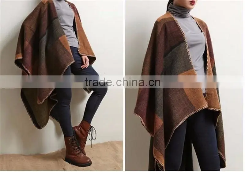 ladies oversize new style women Fashion checked colorful cape shawl