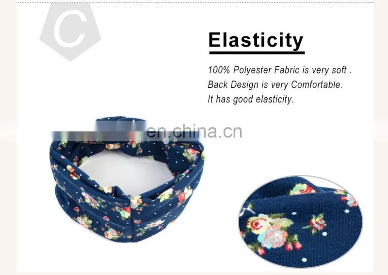 Cheap Custom Sublimation Headband Solid Twist Elastic Hairbands With Button