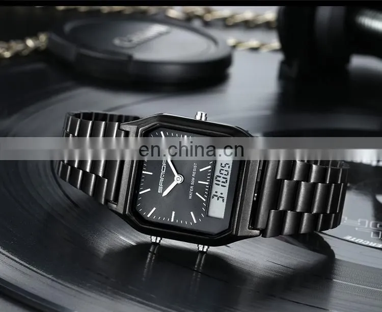 SANDA 747 Simple High Quality Digital Quartz Watch For Man Stainless Steel Time To Showed Luminous Fashion Watches Men