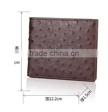 High Quality Brown color Genuine Real Ostrich leather SIM card slot Small Wallet for men