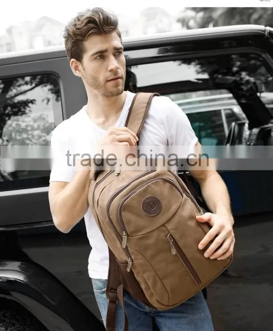 brown canvas backpacks for college student,vintage fashion backpack bags