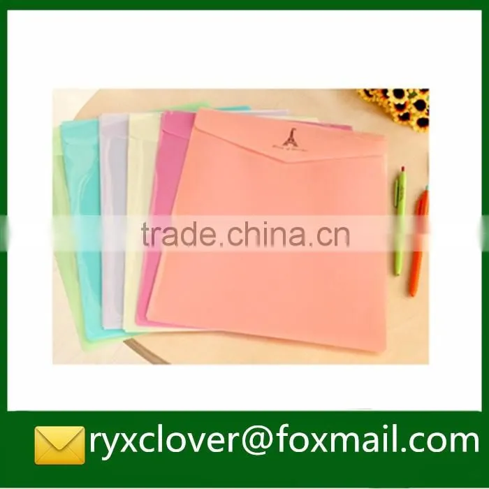 Customized A4 size PP plastic button envelope document bag