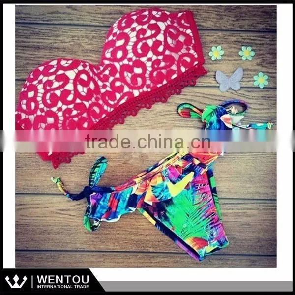 2016 Summer Style Print Floral Bikini Swimwear Sexy Biquini Feminino Padded Swimsuit