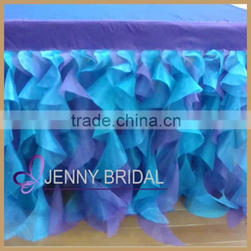TC012F From china cheap coloring organza ruffle table cloth
