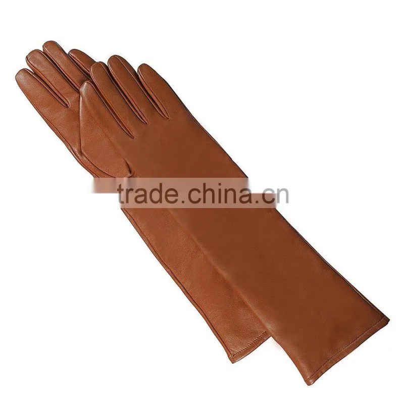 leather long gloves for women Lambskin and cashmere Lined