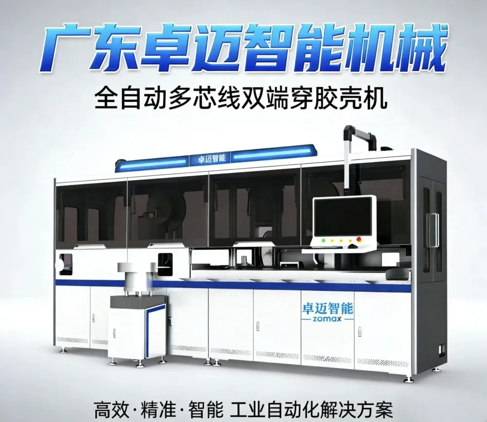Fully automatic multi-core wire double-end heat shrink tube insertion and double-end shell insertion