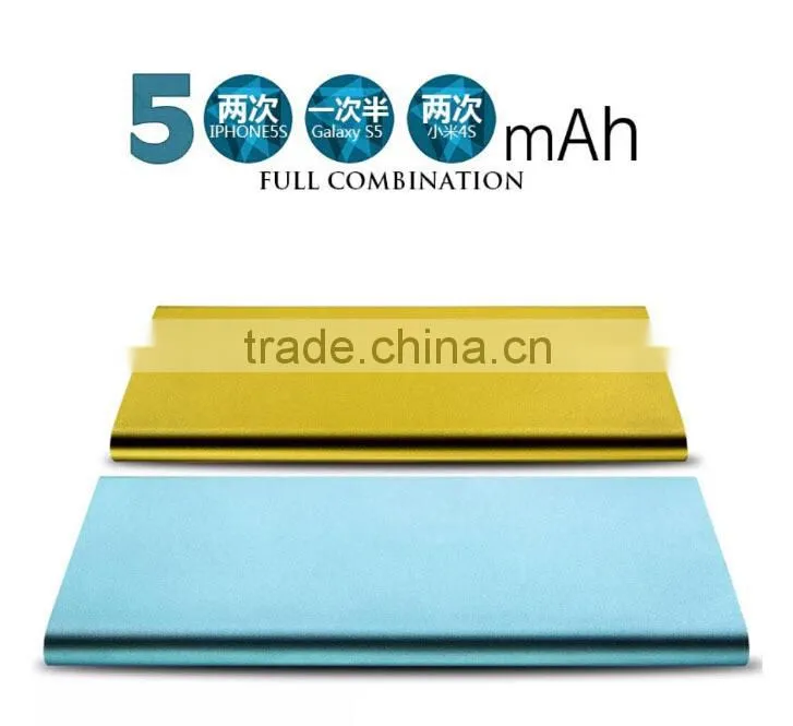 2015 Ultra-thin metal 5000mah lady power bank