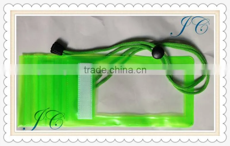 Fashion colorful PVC Plastic Mobile Phone Waterproof Bag with string for promotion