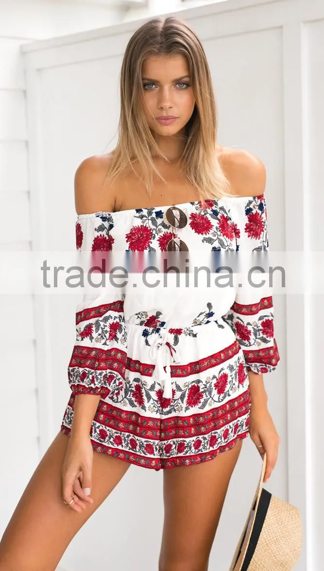 2016 walson new designer fanshion dress women summer boho beach wear 2 pcs set crop top & pants