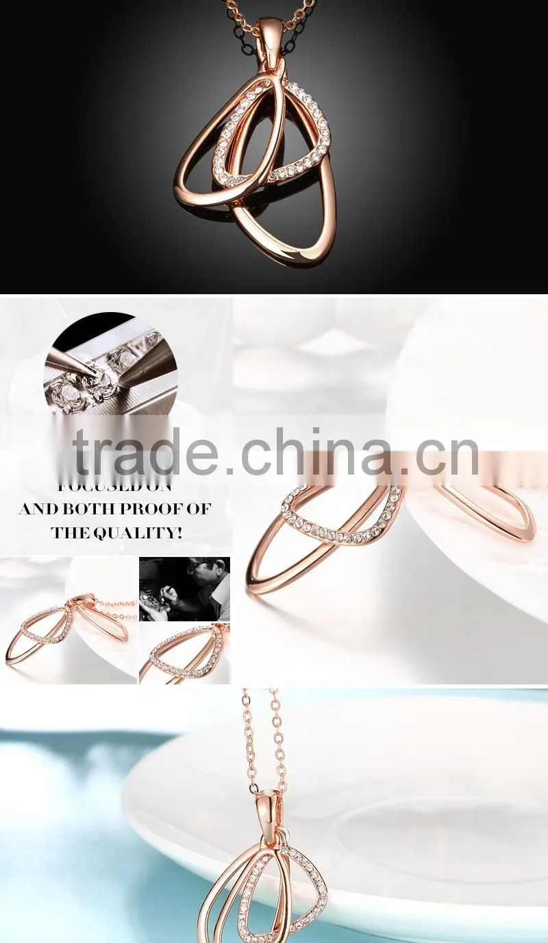 stylish unique geometric oval necklace rose gold plated