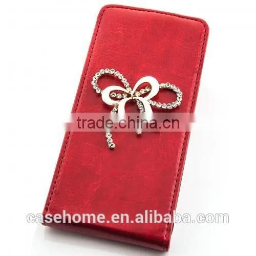 for ZTE Z819 New Luxury Bow Design Flip Wallet Style Case Bling Cover Case