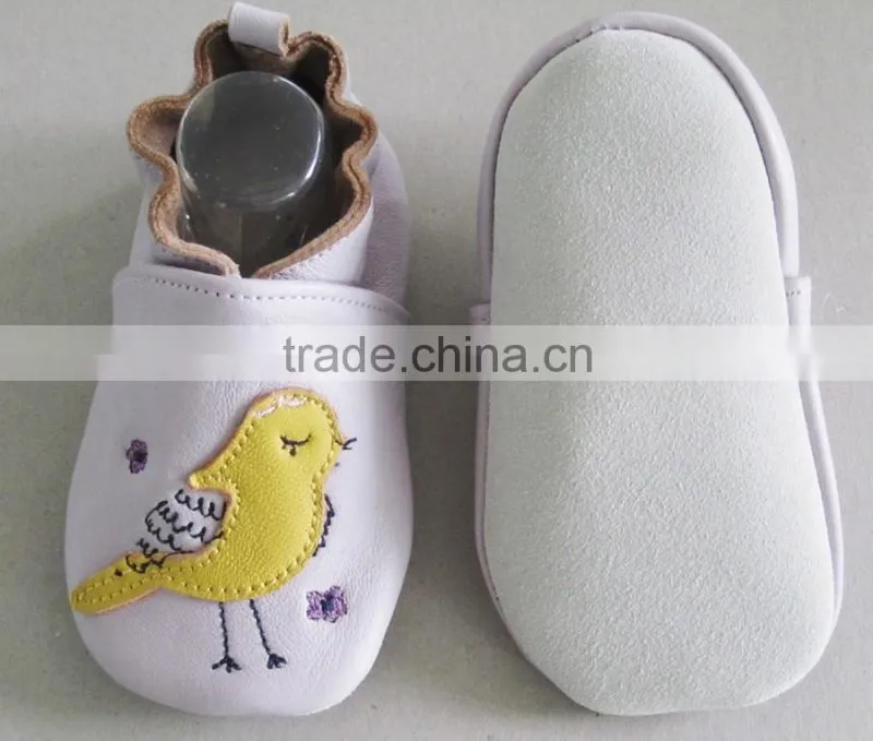2016 girl kids bird design sheep leather soft touch baby shoes