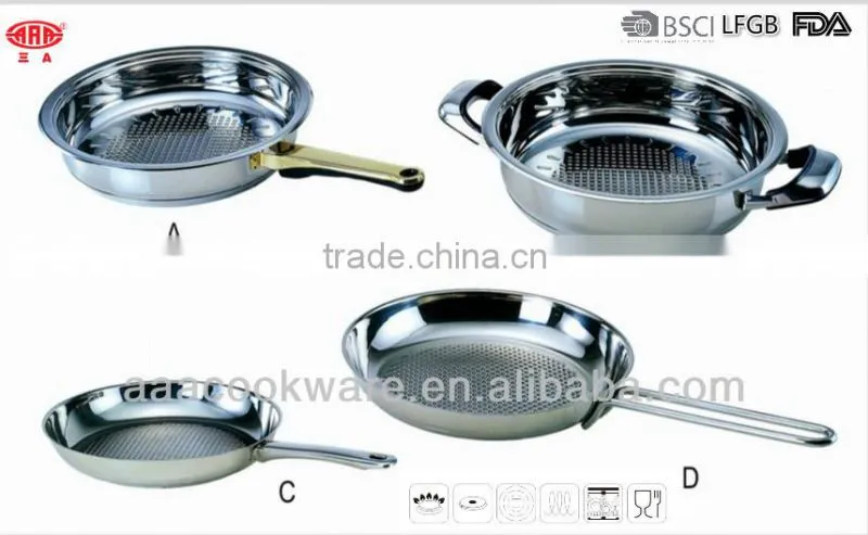 18/8 Stainless Steel Frypan with Honey Comb Pattern