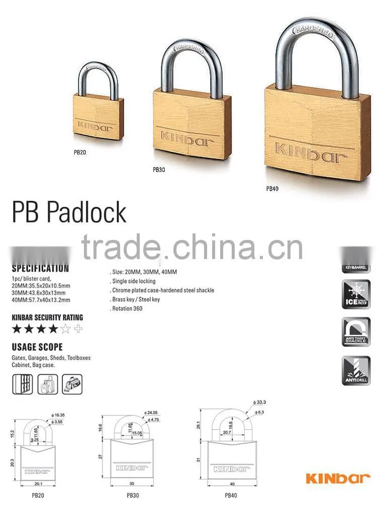 High safety rhombic brass padlock