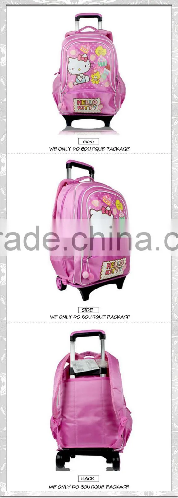 cute helloKitty trolley backpack school trolley bag on sale