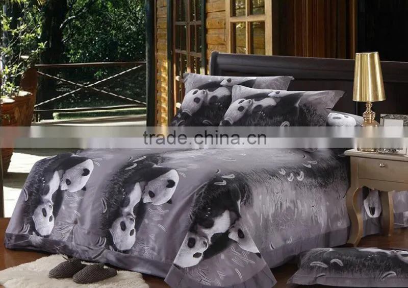 2016 fashion 3D panda 100% natural cotton bed cover set