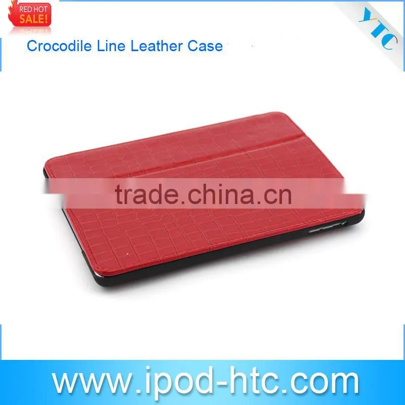 2014 Fashion crocodile design leather protective case , Flip Stand PU Leather Case Crocodile Cover