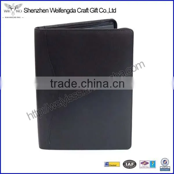 2016 Top Grade Business Handmade Zipper Leather Adjustable Padfolio