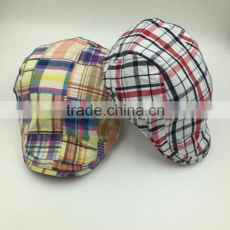 Wholesale custom made checked cotton ivy hat