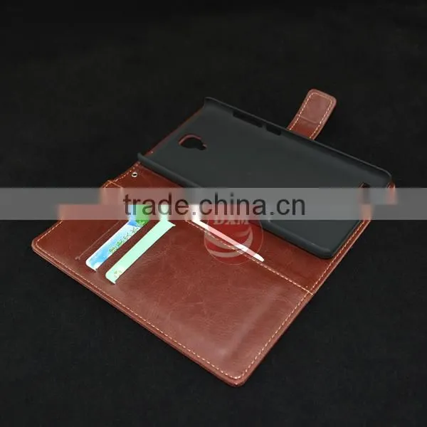 Luxury Crazy horse wallet leather case for xiaomi redmi note case with card slots