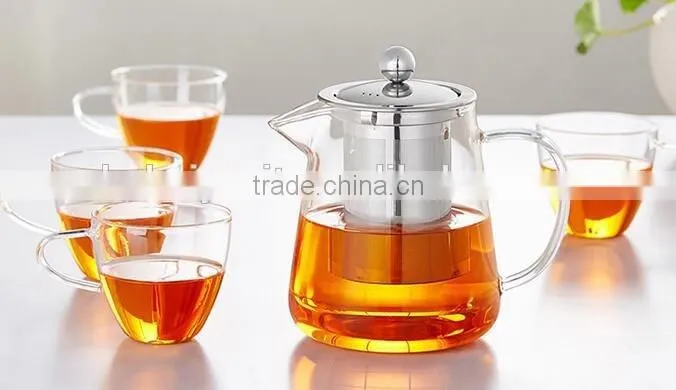 FDA certified Borosilicate glass tea pot with stainless steel Filter