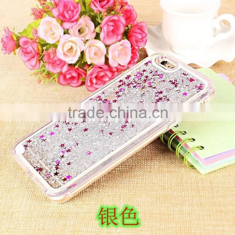 Glitter Bling Stars Liquid Novelty Colourful Tpu Phone Case For apple iphone 6 6s plus