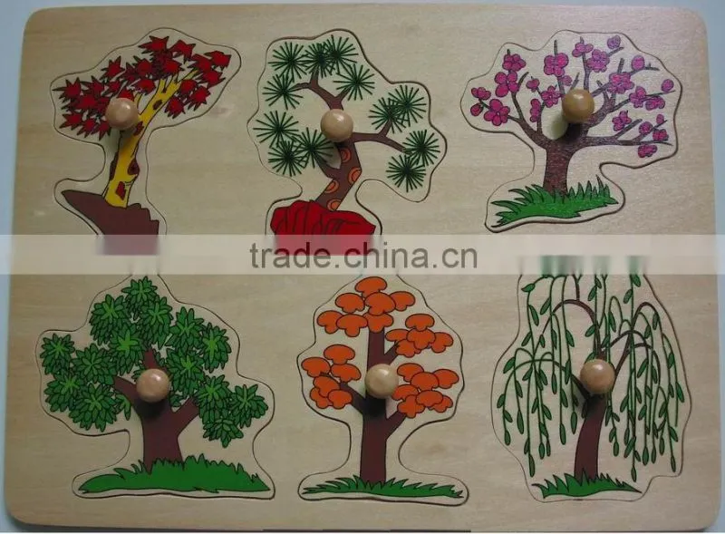2016 Hot selling educational wooden toys trees puzzle
