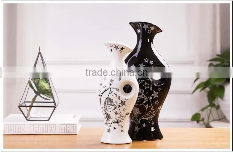 2 pieces set table decoration interior decorative ceramic vase from factory