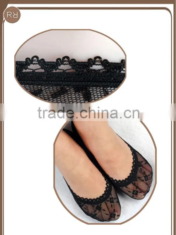 RSS001 Fashion design woman's lace silk boat socks