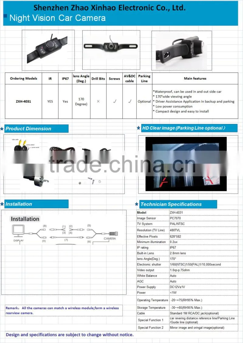2016 The most beautiful high definitionCar Rear View System,night vision car camera