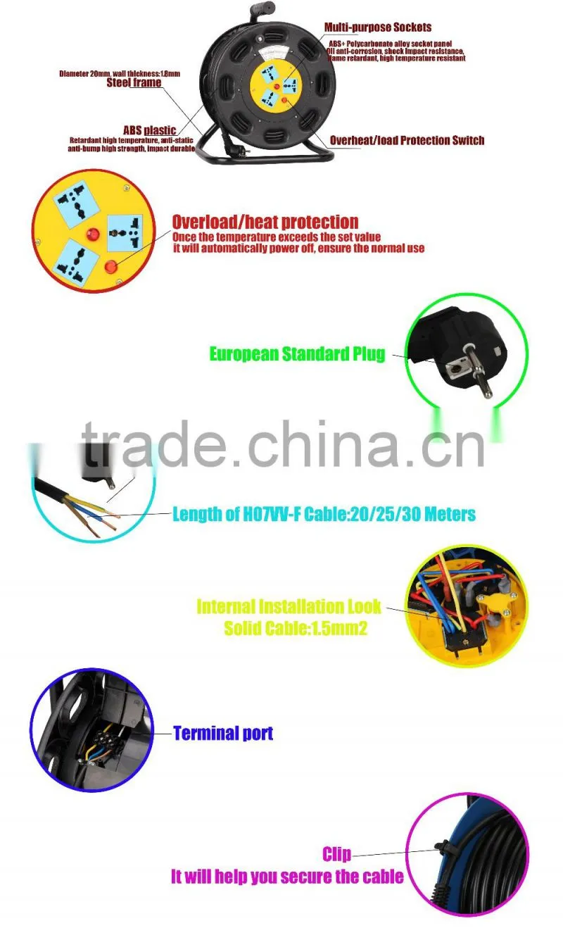 Hand wound retractable ethernet cable reel