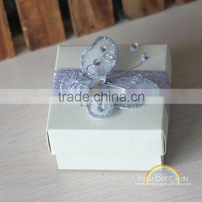Fancy and customization butterfly candy box with ribbon
