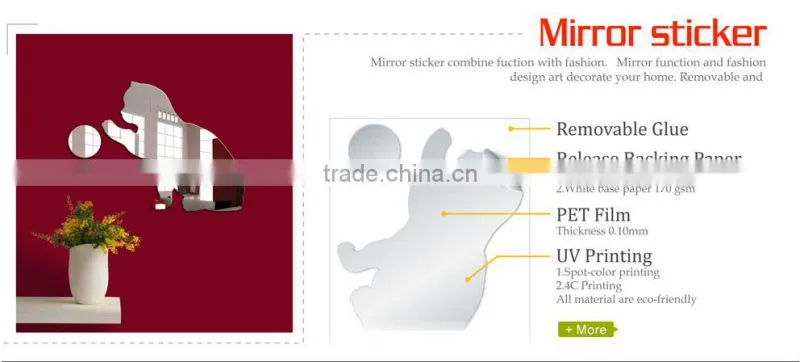 Hundreds of wholesale none-toxic alibaba china supplier cat shaped mirror wall stickers