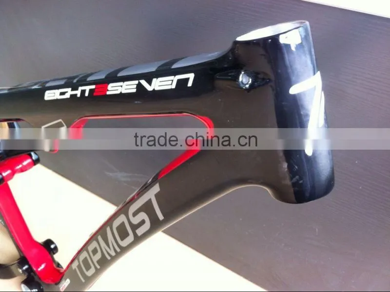 Newest Fashionable style MTB frame full suspension carbon mountain bike frame,UD glossy with logo TOPMOST on frame