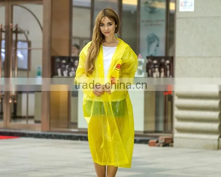 Fashion EVA travel thickening eco-friendly disposable raincoat