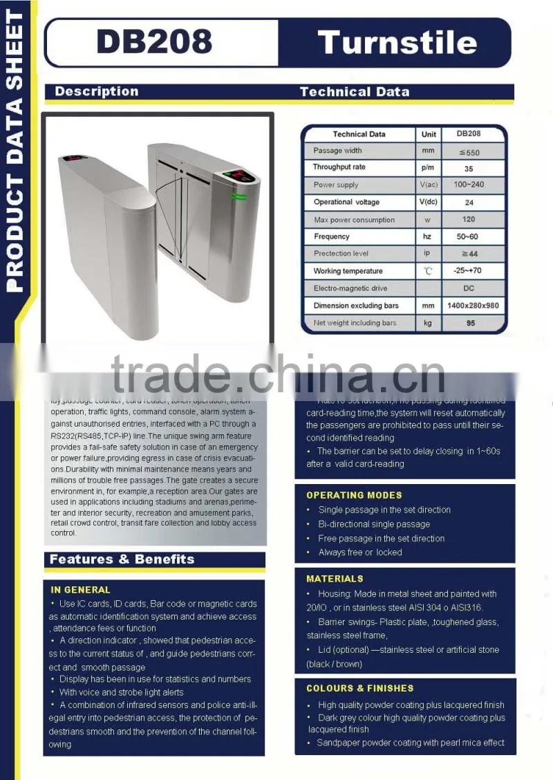 Automatic Access Control Pedestrian Flap Barrier Gate for Top Buildings